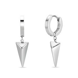 yz NX Y sAXECO ANZT[ Men's LYNX Stainless Steel Pyramid Hoop Earrings Stainless
