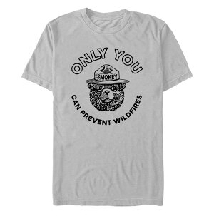 �A�j���L�����N�^�[ �����Y �g�b�v�X T�V���c �O���t�B�b�N Licensed Character Men'smokey The Bear Sketch Onlyou Can Prevent Wildfires Graphic Tee Silver �V���o�[