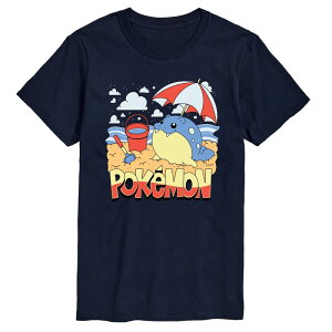 �A�j���L�����N�^�[ �����Y �g�b�v�X T�V���c �O���t�B�b�N Licensed Character Men's Pokmon Spheal Beach Day Graphic Tee Navy �l�C�r�[