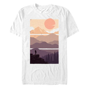 �A�j���L�����N�^�[ �����Y �g�b�v�X T�V���c �O���t�B�b�N Licensed Character Men's Mountain View Sunset Graphic Tee White �z���C�g