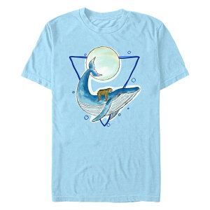 �A�j���L�����N�^�[ �����Y �g�b�v�X T�V���c �O���t�B�b�N Licensed Character Men'sloth Resting On A Whale Graphic Tee Light Blue �u���[