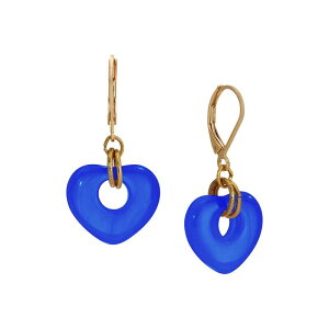 1928 ���f�B�[�X �A�N�Z�T���[ �s�A�X�E�C�������O 1928 Gold Tone Glass Heart Drop Leverback Earrings Blue �u���[