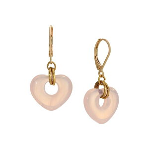 1928 ���f�B�[�X �A�N�Z�T���[ �s�A�X�E�C�������O 1928 Gold Tone Glass Heart Drop Leverback Earrings Pink �s���N