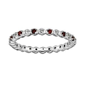�y���������z �A���u�����f�b�h ���f�B�[�X �����O �A�N�Z�T���[ Stacks & Stones Sterling Silver Garnet & Diamond Accent Stack Ring Red