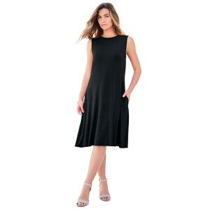 ���A�}���Y ���f�B�[�X �g�b�v�X �����s�[�X �v���X�T�C�Y Roaman's Women's Plusize Two-Pocket Swing Tank Dress Black �u���b�N