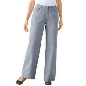�E�[�}�� �E�B�Y�C�� ���f�B�[�X �{�g���X �f�j���p���c �v���X�T�C�Y �R�b�g�� Woman Within Women's Plusize Perfect Cotton Wide-Leg Denim Jean Gunmetal �K�����^��