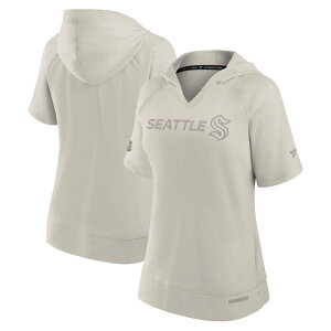 �y���������z �t�@�i�e�B�N�X ���f�B�[�X T�V���c �g�b�v�X Women's Fanatics Cream Seattle Kraken Authentic Pro Road Short Sleeve V-Neck Pullover Hoodie Krk Beige