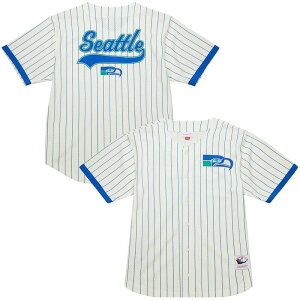 �~�b�`�F��&�l�X �����Y �g�b�v�X T�V���c ���B���e�[�W ���b�V�� ���S Men'sMitchell & Ness Cream Seattle Seahawks Vintage Logo Final Seconds Full-Button Mesh Top Sea Beige �x�[�W��