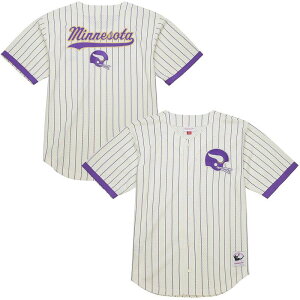 �~�b�`�F��&�l�X �����Y �g�b�v�X T�V���c ���B���e�[�W ���b�V�� ���S Men'sMitchell & Ness Creaminnesota Vikings Vintage Logo Final Seconds Full-Button Mesh Top Mvk Beige �x�[�W��