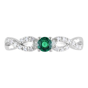 Xe O[X fB[X ANZT[ O Stella Grace Sterling Silver Lab-Created Emerald andiamond Accent Infinity Ringreen O[