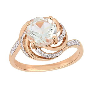 Xe O[X fB[X ANZT[ O Stella Grace 18k Rose Gold Over Silver Green Quartz & White Topaz Halo Ring Rose Tone zCg