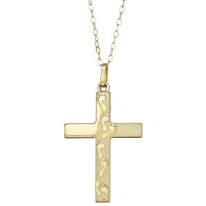 yz Aufbh fB[X lbNXE`[J[Ey_ggbv ANZT[ 10k Gold Footprint Cross Pendant Necklace 10k Gold