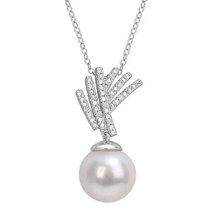 Xe O[X fB[X ANZT[ lbNXE`[J[Ey_ggbv Stella Grace Sterling Silver Freshwater Cultured Pearl & Diamond Accent Dropendant Necklace Sterling Silver Vo[