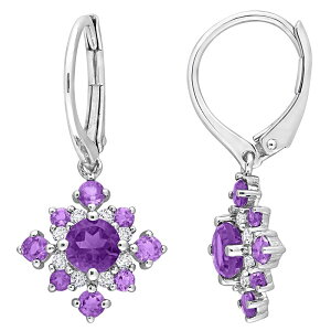 Xe O[X fB[X ANZT[ sAXECO Stella Grace Sterling Silver African Amethyst & White Topaz Leverback Cluster Drop Earringsterling zCg
