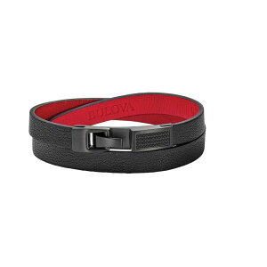 �u���o �����Y �A�N�Z�T���[ �u���X���b�g�E�o���O���E�A���N���b�g ���U�[ Bulova Men's Precisionist Black Diamond Accent & Black Leather Double Wrap Bracelet Multi �}���`�J���[