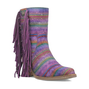 yz fBS fB[X u[cECu[c V[Y Dingo Women's Chili Pepper Leather Fringe Heeled Boots Purple Multi