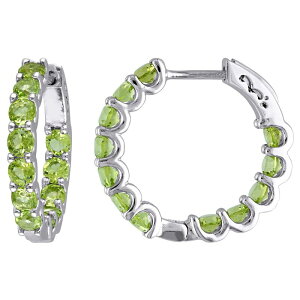 Xe O[X fB[X ANZT[ sAXECO Stella Grace Sterling Silver Peridot Inside Outside Hoop Earringsterling Silver Vo[