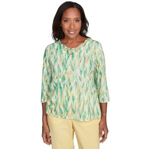 �A���t���b�h �_�i�[ ���f�B�[�X �g�b�v�X T�V���c Alfredunner Women's Brightextured Strokes Embellished Top Lime Multi ���C��
