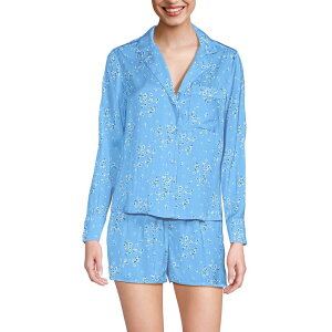 �����Y�G���h ���f�B�[�X �A���_�[�E�F�A �i�C�g�E�F�A �V���[�g�p���c Women's Lands' End 2-pc. Pajama Top & Pajama Shortset Blue Snow Floral �u���[