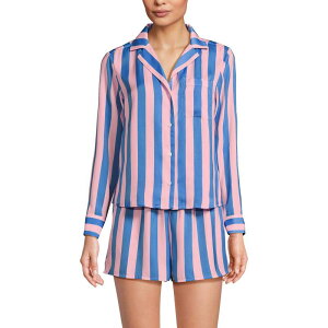 �����Y�G���h ���f�B�[�X �A���_�[�E�F�A �i�C�g�E�F�A �V���[�g�p���c Women's Lands' End 2-pc. Pajama Top & Pajama Shortset Rose Pink Brisk Blue �u���[