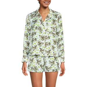 �����Y�G���h ���f�B�[�X �A���_�[�E�F�A �i�C�g�E�F�A �V���[�g�p���c Women's Lands' End 2-pc. Pajama Top & Pajama Shortset White Leopards �z���C�g