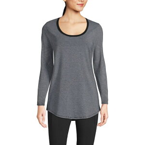 �����Y�G���h ���f�B�[�X �g�b�v�X T�V���c Women's Lands' End Long Sleeve Power Performance Scoop Neck Tunic Tee Black Pinstripe �u���b�N
