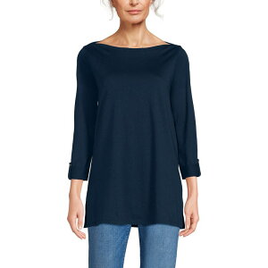 �����Y�G���h ���f�B�[�X �g�b�v�X T�V���c Women's Lands' End Adjustable 3/4 Sleeve Boatneck Tunic Radiant Navy �l�C�r�[