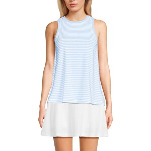 �����Y�G���h ���f�B�[�X �g�b�v�X T�V���c �N���[�l�b�N Women's Lands' End Power Performance Crewneck Tank Top Sky White Stripe �z���C�g