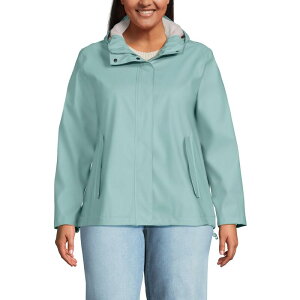 �����Y�G���h ���f�B�[�X �A�E�^�[ �W���P�b�g�E�u���]�� �v���X�T�C�Y Plusize Lands' End Squall Waterproof Rain Slicker Jacket Misty Aqua �A�N�A