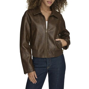 ���[�o�C�X ���f�B�[�X �A�E�^�[ �W���P�b�g�E�u���]�� ���U�[ �t�F�C�N���U�[ Women's Levi's Faux Leather Bomber Jacket Saddle