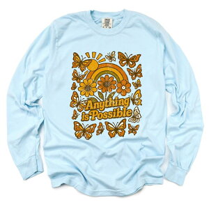 Simply Sage Market ���f�B�[�X �g�b�v�X T�V���c Simply Sage Market Anything Is Possible Daisies Garment Dyed Long Sleeve Chambray �Z�[�W