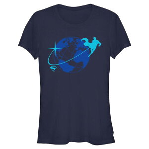 �A�j���L�����N�^�[ ���f�B�[�X �g�b�v�X T�V���c �O���t�B�b�N Licensed Character Juniors' DComicsuperman Around The World Fitted Graphic Tee Navy �l�C�r�[