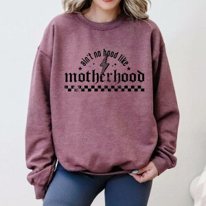 yz Simply Sage Market fB[X TVc gbvX Simply Sage Market Ain't No Hood Like Motherhood Grunge Sweatshirt Heather Maroon