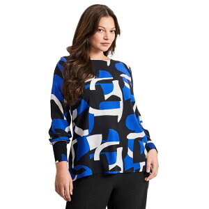 �A�x�j���[ ���f�B�[�X �g�b�v�X T�V���c �v���X�T�C�Y �v�����g Avenue Women's Plusize Geo Printed Tunic Sapphire Geo �T�t�@�C�A
