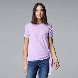 ���F���E�H�� ���f�B�[�X �g�b�v�X T�V���c Simply Vera Wang Side-Tie Mixed Media Top Lilac Flower ���C���b�N