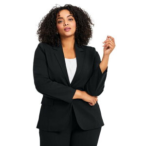 �A�x�j���[ ���f�B�[�X �A�E�^�[ �W���P�b�g�E�u���]�� �v���X�T�C�Y �u���U�[ Avenue Women's Plusize Super Stretch One Button Blazer Black �u���b�N