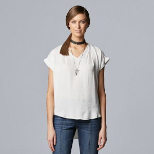 yz FEH fB[X Vc gbvX Women's Simply Vera Vera Wang V-Neck Top White Knight