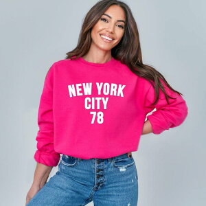Simply Sage Market ���f�B�[�X �g�b�v�X T�V���c �v�����g �X�E�F�b�g Simply Sage Market New York City Arched 78 Puff Print Sweatshirt Raspberry �Z�[�W