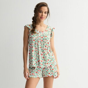 �h���C�p�[�W�F�[���X ���f�B�[�X �A���_�[�E�F�A �i�C�g�E�F�A �V���[�g�p���c Women's Draper James 2-pc. Pajama Tank Top & Pajama Shortset Strawberry