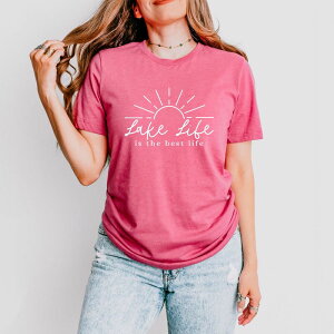 Simply Sage Market ���f�B�[�X �g�b�v�X T�V���c Simply Sage Market Lake Life Is The Best Life Sun Short Sleeve Tee Raspberry �Z�[�W