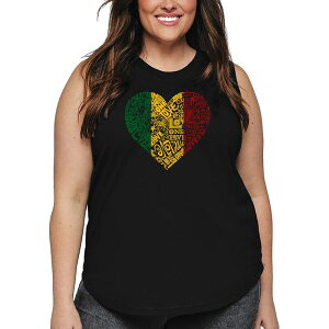 �G���G�[�|�b�v�A�[�g ���f�B�[�X �g�b�v�X T�V���c �v���X�T�C�Y LA Pop Art Women's Plusize Word Artank Top - One Love Heart Black �u���b�N