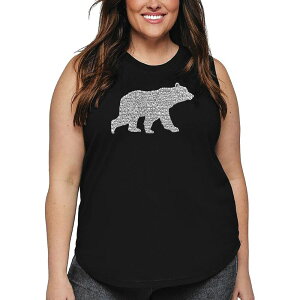 �G���G�[�|�b�v�A�[�g ���f�B�[�X �g�b�v�X T�V���c �v���X�T�C�Y LA Pop Art Women's Plusize Word Artank Top - Mama Bear Black �u���b�N