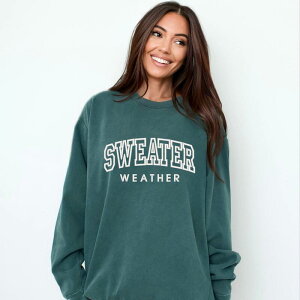 yz Simply Sage Market fB[X TVc gbvX Simply Sage Market Embroidered Sweater Weather Garment Dyed Sweatshirt Blue Spruce