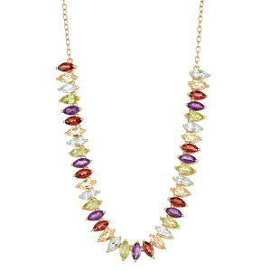 yz Aufbh fB[X lbNXE`[J[Ey_ggbv ANZT[ 18k Gold Over Silver Multi Gemstone Marquis Necklace Gold Tone