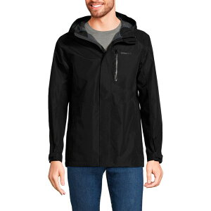 yz YGh Y WPbgEu] AE^[ Men's Lands' End Waterproof Hooded Packable Rain Jacket Black