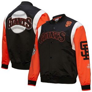 �~�b�`�F��&�l�X �����Y �A�E�^�[ �W���P�b�g�E�u���]�� �T�e�� Men's Mitchell & Ness Black/Orange San Francisco Giants Cooperstown Collection Team Originsatin Full-Snap Jacket Gnt Black �u���b�N