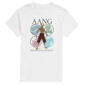 �A�j���L�����N�^�[ �����Y �g�b�v�X T�V���c �g�[�� �O���t�B�b�N Licensed Character Big & Tall Avatar: The Last Airbender Master Of All Elements Graphic Tee White �z���C�g