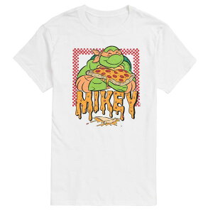 �j�R���f�I�� �����Y �g�b�v�X T�V���c �g�[�� �O���t�B�b�N Nickelodeon Big & Tall Teenage Mutant Ninja Turtles Mikey Pizza Retro Graphic Tee White �z���C�g