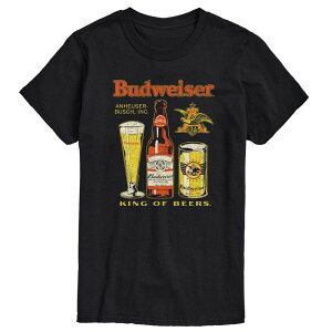 �A�j���L�����N�^�[ �����Y �g�b�v�X T�V���c �O���t�B�b�N Licensed Character Men's Budweiser King Of Beers Retro Graphic Tee Black �u���b�N