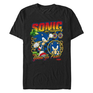 �A�j���L�����N�^�[ �����Y �g�b�v�X T�V���c �g�[�� �O���t�B�b�N Licensed Character Big & Tall Sonic Thedgehogotta Go Fast Graphic Tee Black �u���b�N